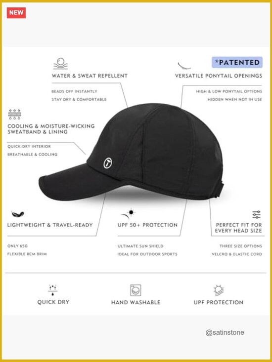 UPF 50 High Ponytail Baseball Cap - Cooling Breathable Running Golf Hat main image 6